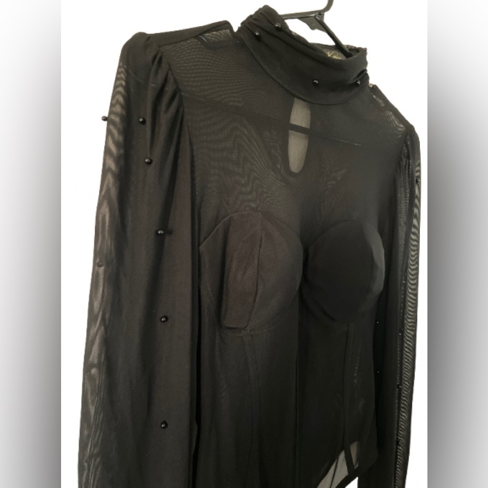 Kaylee  Black Sheer Bodysuit excellent condition P to P 16” - Picture 3 of 4